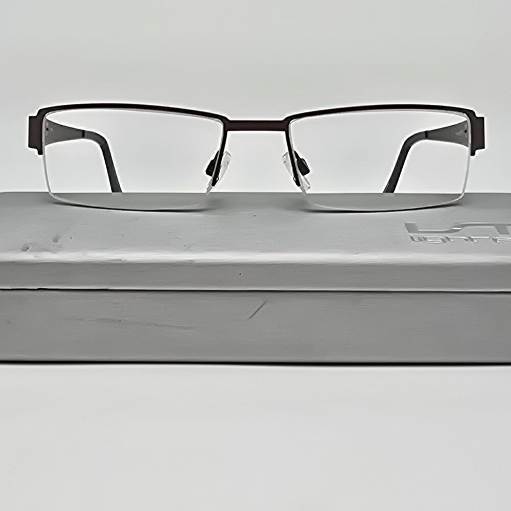 Lightec by Morel 7131L MG021 Brown Semi-Rimless Eyeglasses Frame w/ Case France